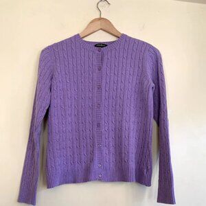 Women’s Purple Eddie Bauer Cable Knit Cardigan Sweater Med Preppy
